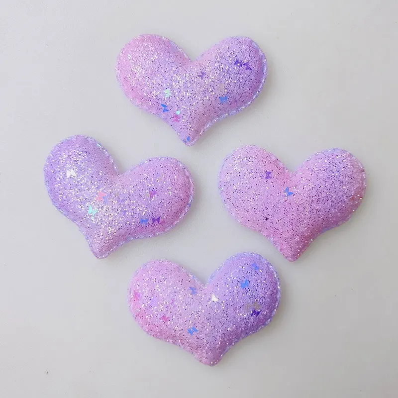 30 Stück glitzernde, farbverlaufende Herz-Applikationen zum Aufnähen für DIY-Haarspangen, Accessoires für Kinder, Schachteln und Taschen, Aufnäher – Detail 2