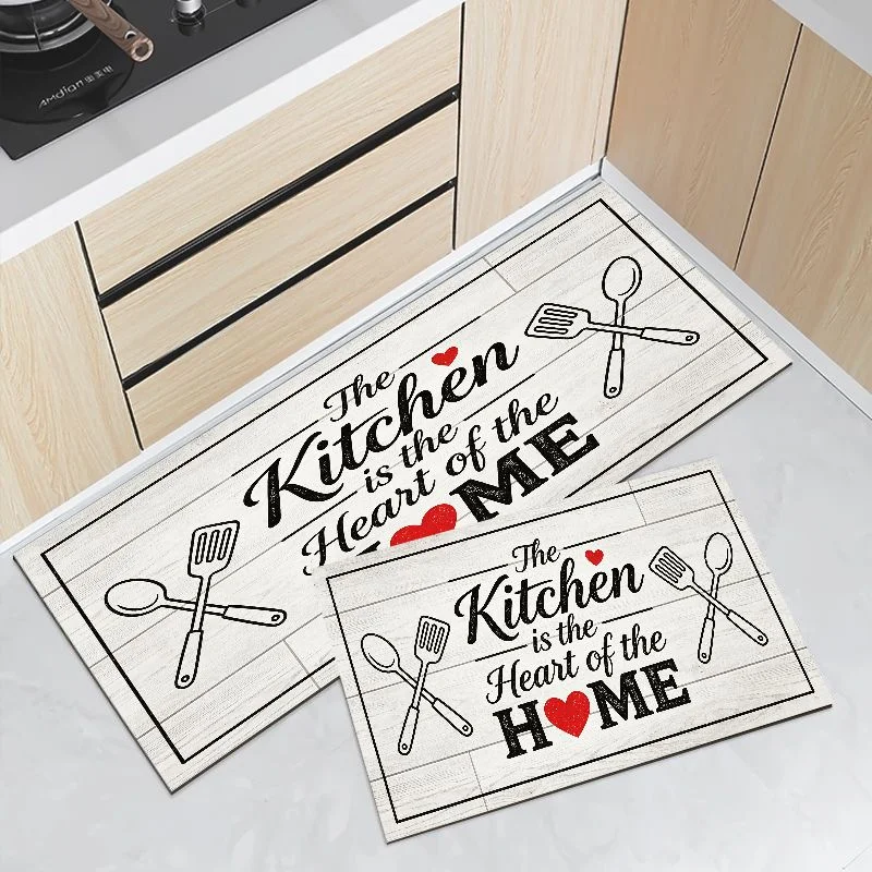 VIKAMA Eat Good Laugh Quote Kitchen Runner Mat Waterproof Oilproof Non Slip Anti Fatigue Vintage Farmhouse Kitchen Floor Rug