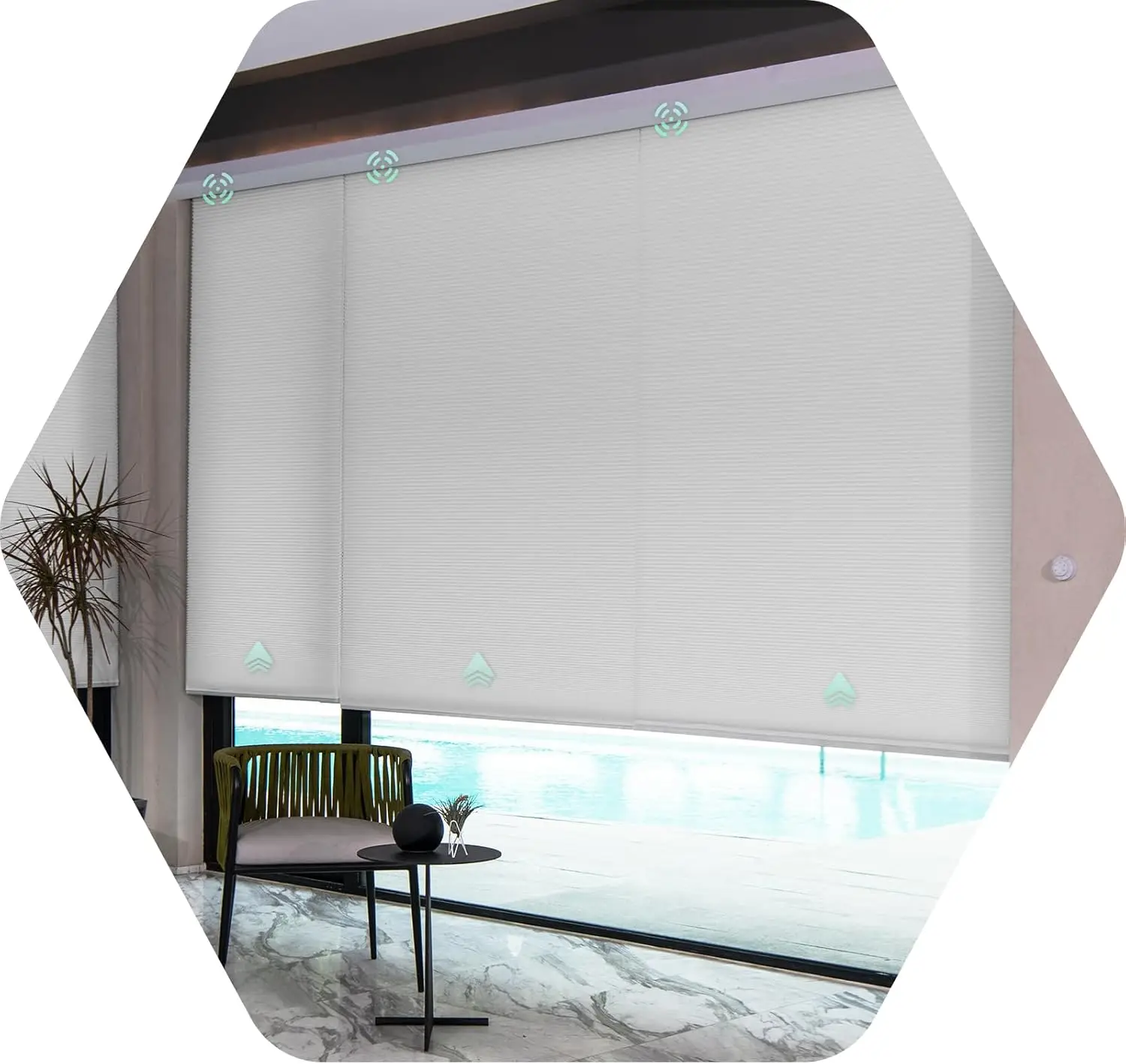 Hot Selling Smart Control Cordless Customized Size Color With Motorized Honeycomb Blinds For Window