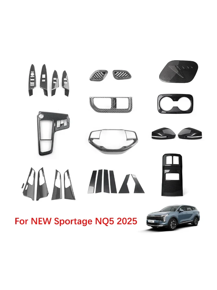 Für Kia Neue NQ5 Sportage 2026 Zubehör Carbon Faser Zentrale Konsole Getriebe Shift Fenster Taste Rückspiegel Abdeckung Trim