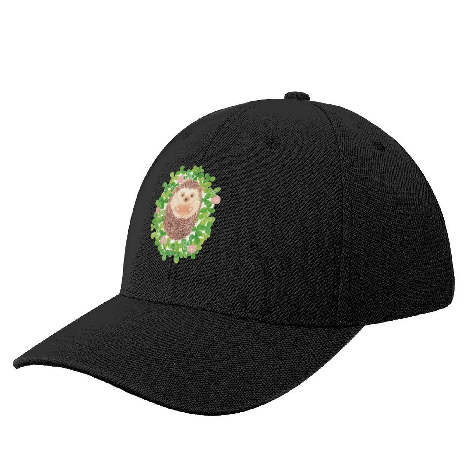 

cute napping Hedgehog in a field of clover Baseball Cap Beach Outing Thermal Visor Ball Cap Fashion Beach For Men Women's