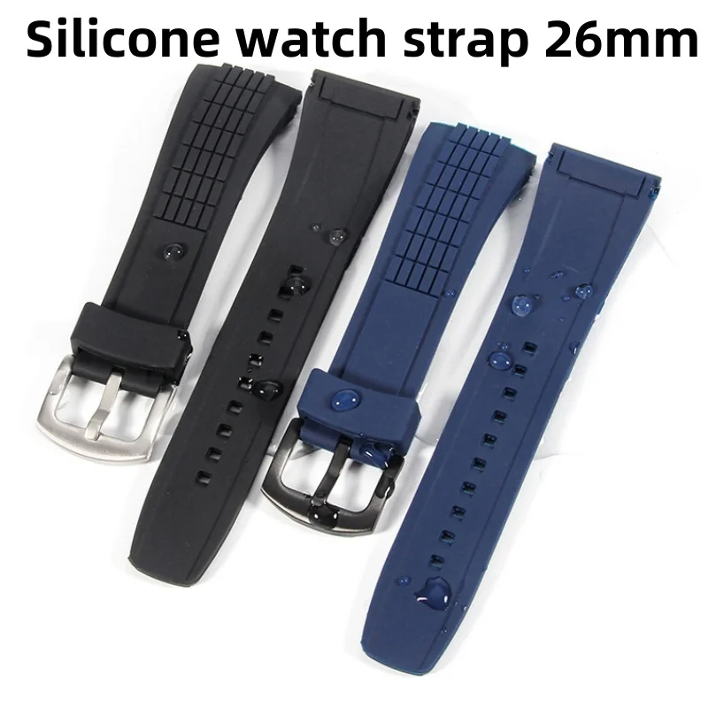 26mm Silicone waterproof watch strap Specialized interface wristband Stainless steel buckle for SEIKO Velatura SPC007J1 SRH013