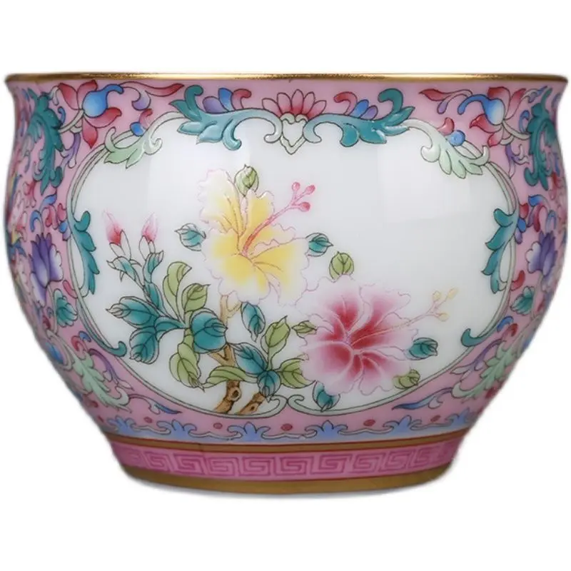 

Qing Qianlong Porcelain Enamel Flower Master Cup Jingdezhen Antique Porcelain Collection