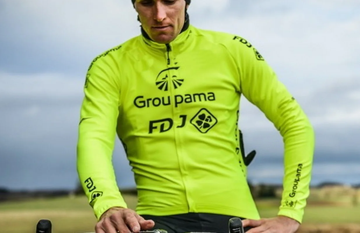 

Winter Fleece Thermal Only Cycling Jerseys Groupama Fdj Team Fluo Yellow Long Sleeve Men Bike Wear Cycling Clothing