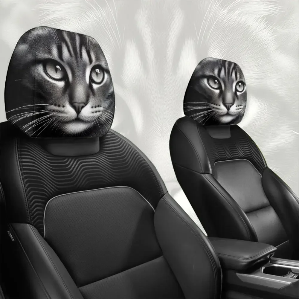 قطعتان من أغطية مسند رأس السيارة قابلة للتنفس وصديقة للبشرة بنمط قطة الراكون، مثالية لمحبي الحيوانات الأليفة وهدايا المهرجانات
