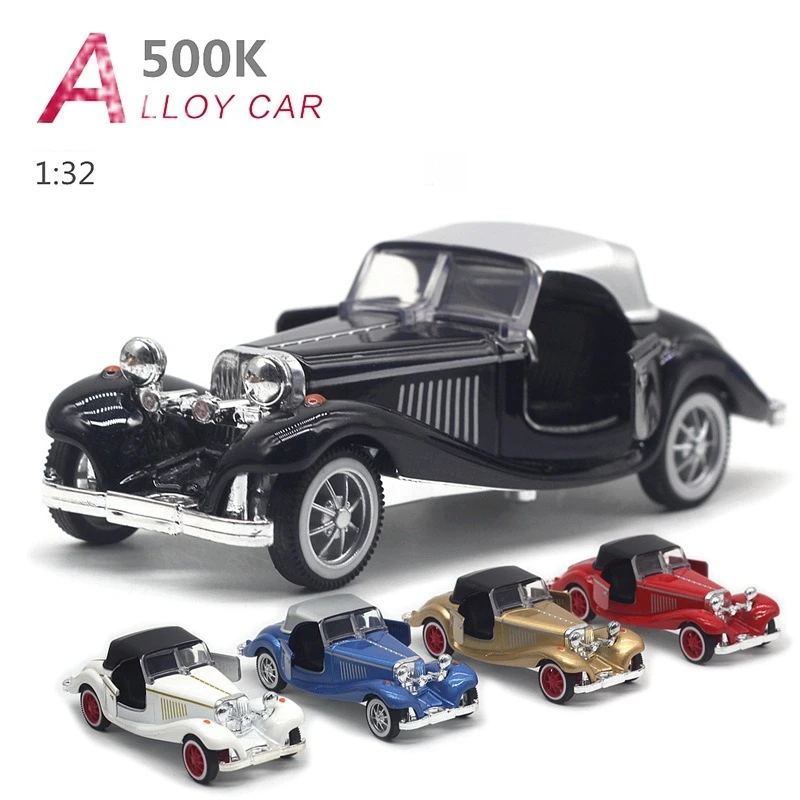 

Классический винтажный автомобиль из сплава 1:32, модель с жестким верхом 500 К, модель отскока, игрушка, новая модель автомобиля, продвинутая коллекция, модели орнаментов, подарок