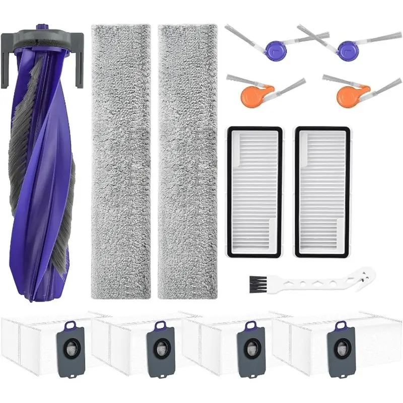 m04k-for-narwal-flow-robot-vacuum-cleaner-accessories-main-side-brush-dust-bag-dust-container-filter-mop-cloth-14-piece-set