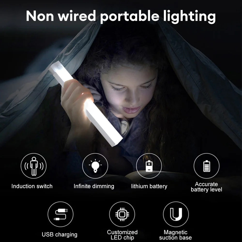 Luce del sensore di movimento luce notturna a LED Wireless 20/30/50cm lampada da armadio magnetica ricaricabile sotto la luce del corridoio