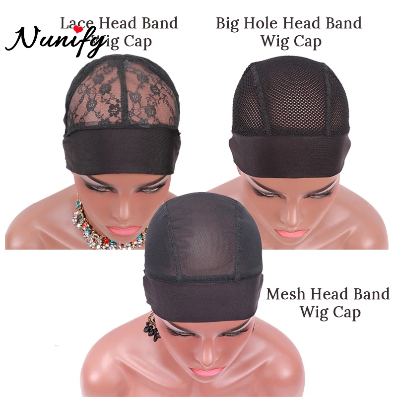 

Nunify Lace Wig Cap For Making Wigs Black Cap For Wig Three Styles Mesh Dome Hair Headband Cap For Wig 1Pcs Wigs Acessories