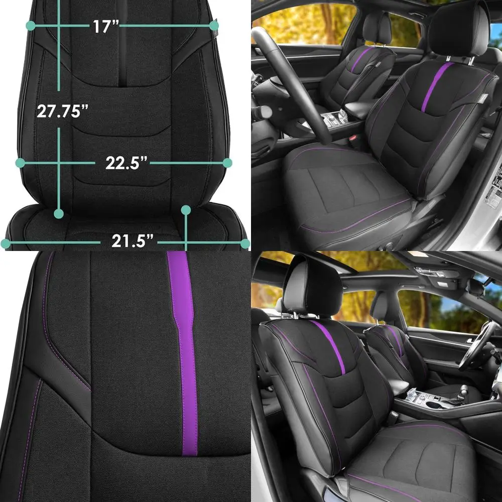 

Front Set Oxford Car Seat Covers for Low Back Car Seats with Removable Headrest, Universal Fit, Airbag Compatible Seat Cover for