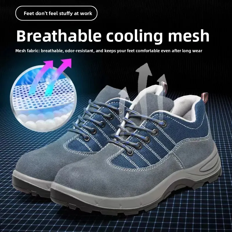 

Мужские рабочие защитные ботинки из сетки и кожи: дышащие, легкие, износостойкие, с защитой от проколов