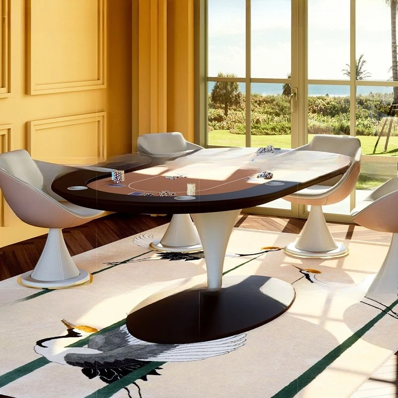Light luxury Texas poker table chess and card table, solid wood flannel game table for home use
