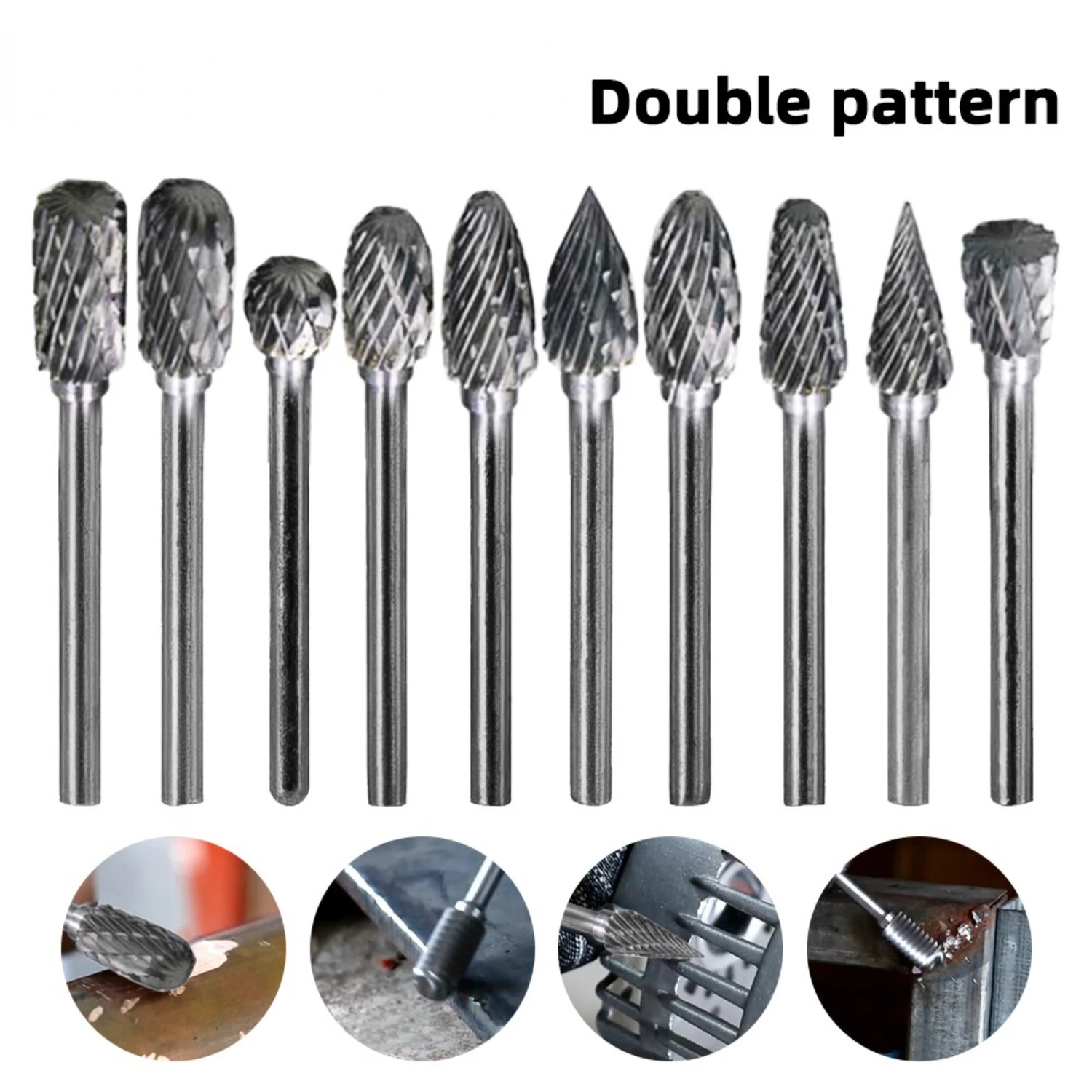 Fine 5Pcs Double Rotary Carbide Tungsten Steel Woodworking Root Carving Cutter - Premium Wood Milling Files Grinding Set