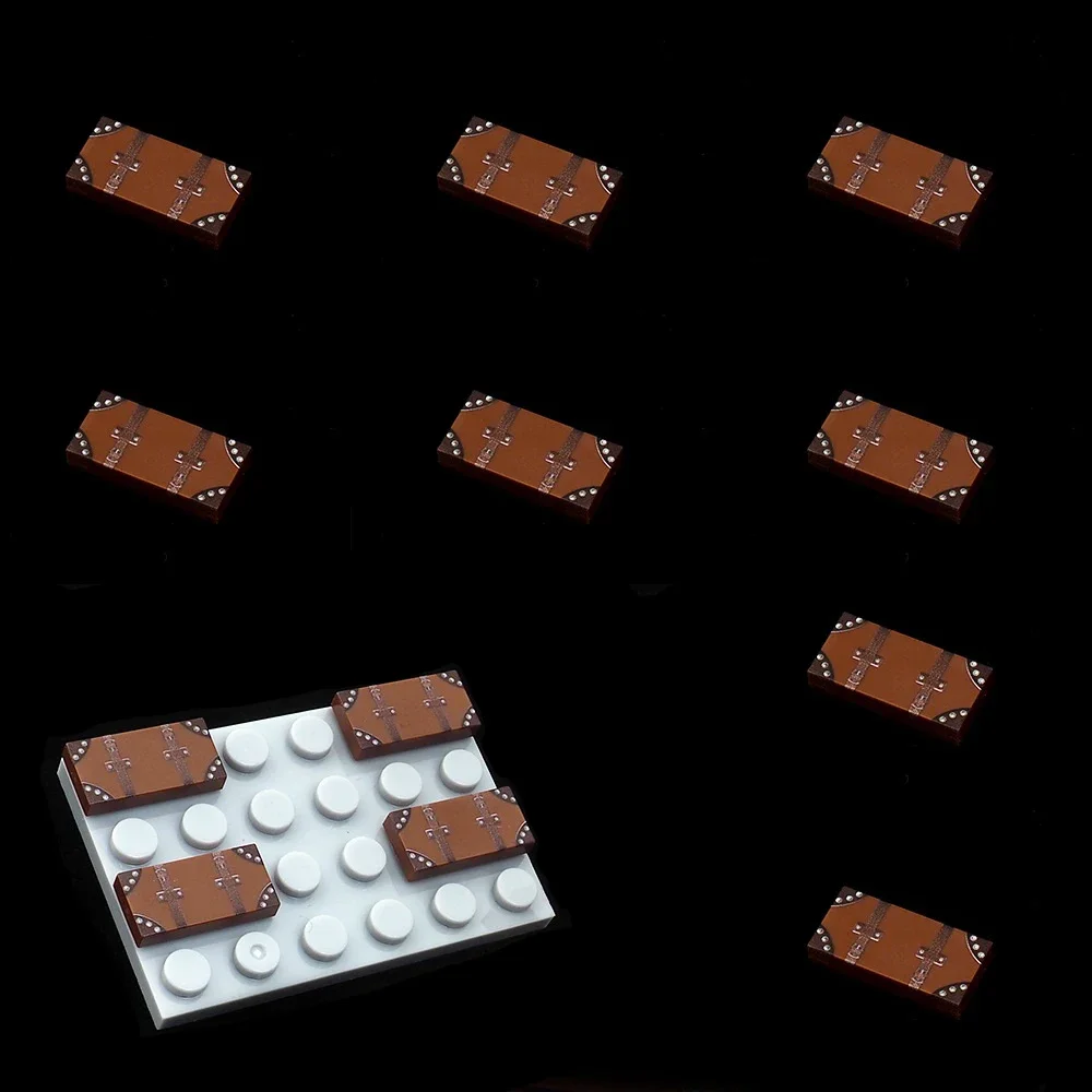 MOC 10PCS Printed Leather Bags 3069 1x2 Office House Bricks  And Boxes Pattern Building Blocks Toys Adults Boys Holiday Gifts