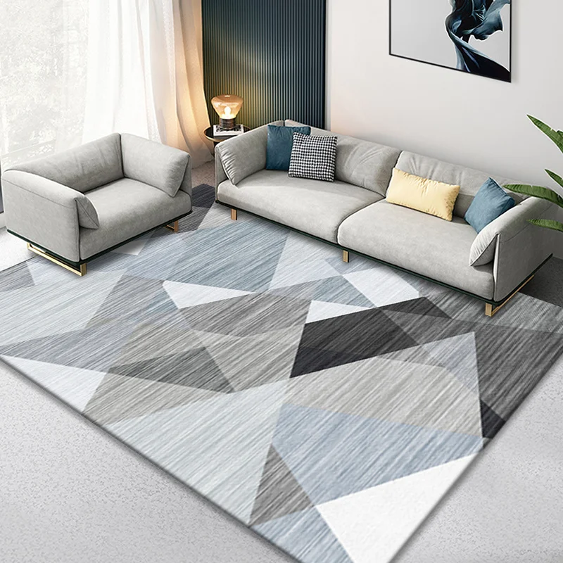 Fashion Modern Light Luxury Black Gray Marble Metal Line Living Room Bedroom Bedside Carpet Floor Mat Alfombra Tapetes De Sala