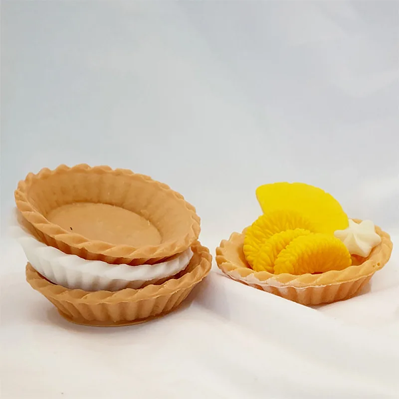 Egg Tart Silicone Mold Scented Candle Aroma Plaster Mousse Pastry Baking Tool Cake Decoration Birthday Christmas Gift Silica