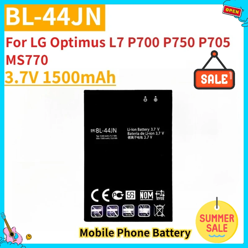 Новый сменный аккумулятор для мобильного телефона BL-44JN 3 7 В 1500 мАч LG Optimus L7 P700 P750 P705