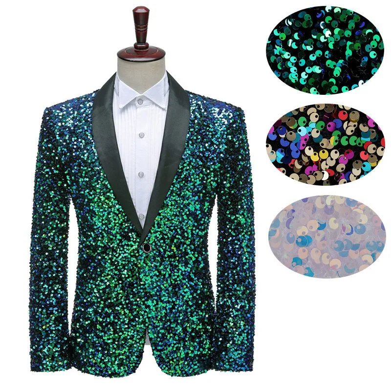 

Men's Sequins Color Nightclub Stage Performance Suit Host Singer Color Coat