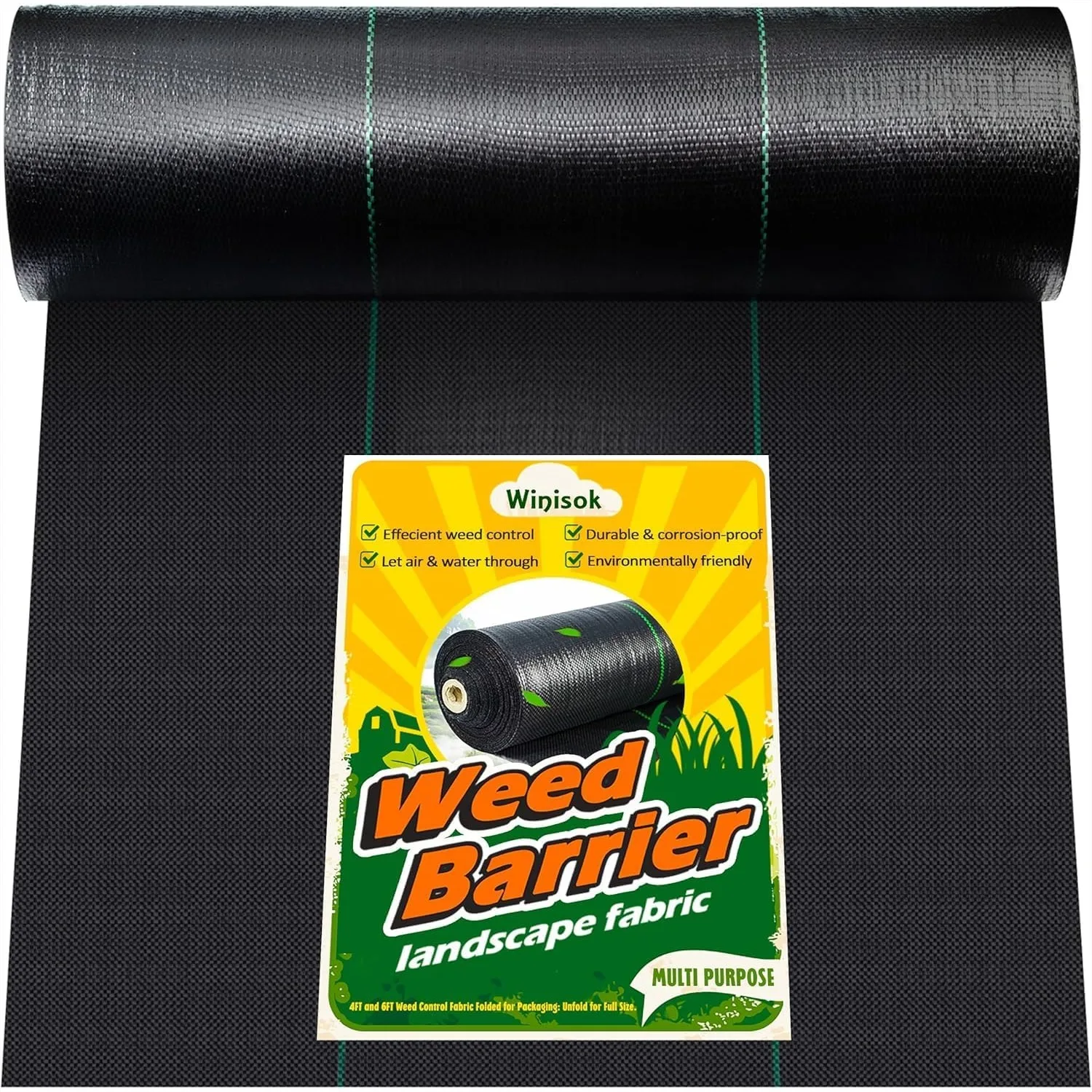 Garden Weed Barrier Landscape Fabric 5FT x 100FT, Premium Weed Control Cloth, Durable Woven Ground Cover for Landscaping