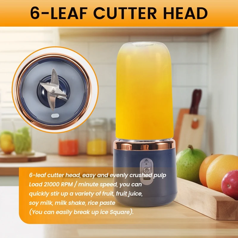 6 Blades Portable Juicer Cup Juicer Fruit Cup Automatic Small Electric Juicer Smoothie Blender Food Processor