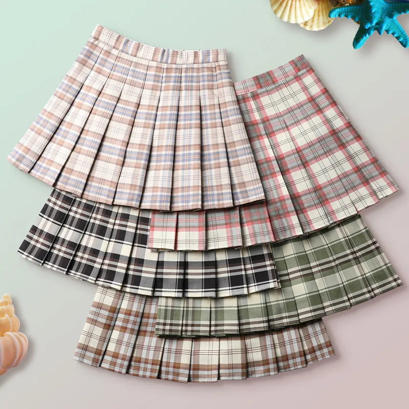

Pleated Skirt Plaid JK Skirt Anti Glare 2025 Summer New Short Children's Plaid New Color