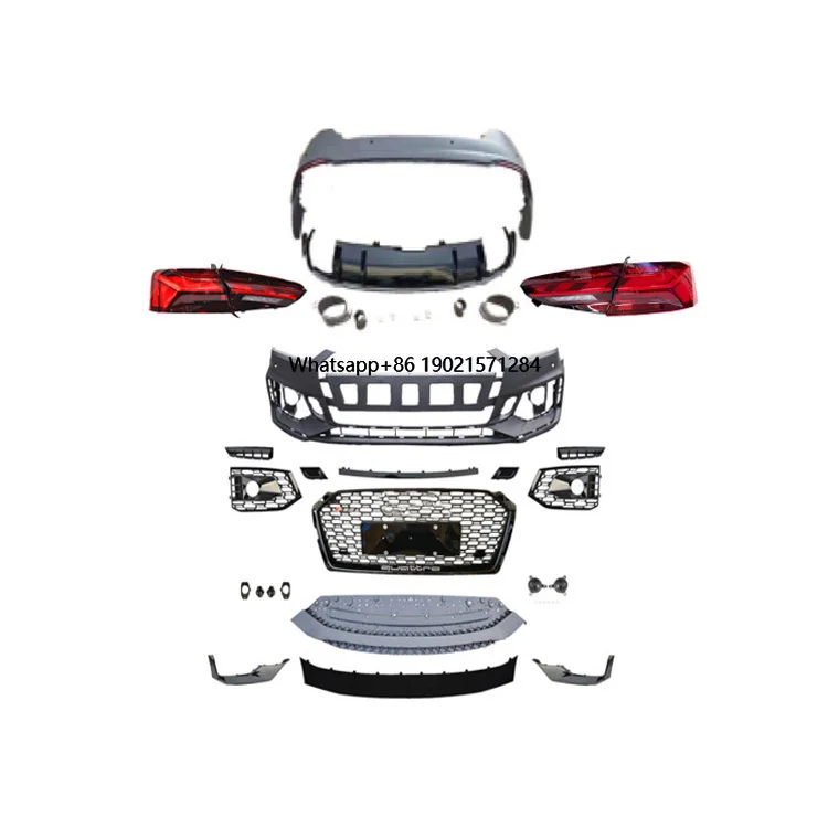 

Auto Parts Upgrade RS5 Style Bumper Body Kit Rear Diffuser Grille Bumpers LED Tail Lights Bodykit for A5 S5 B9 2017-2020