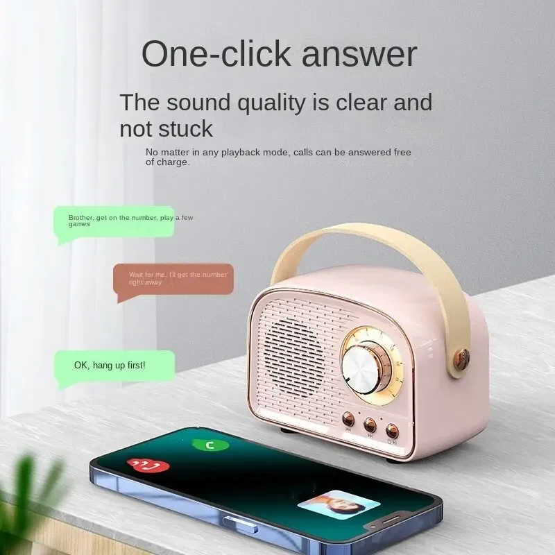 Retro Bluetooth Speakers USB AUX TF FM Radio Portable Mini Boombox Enhanced Bass For Table Home Outdoor Vintage Audio MP3 image 3