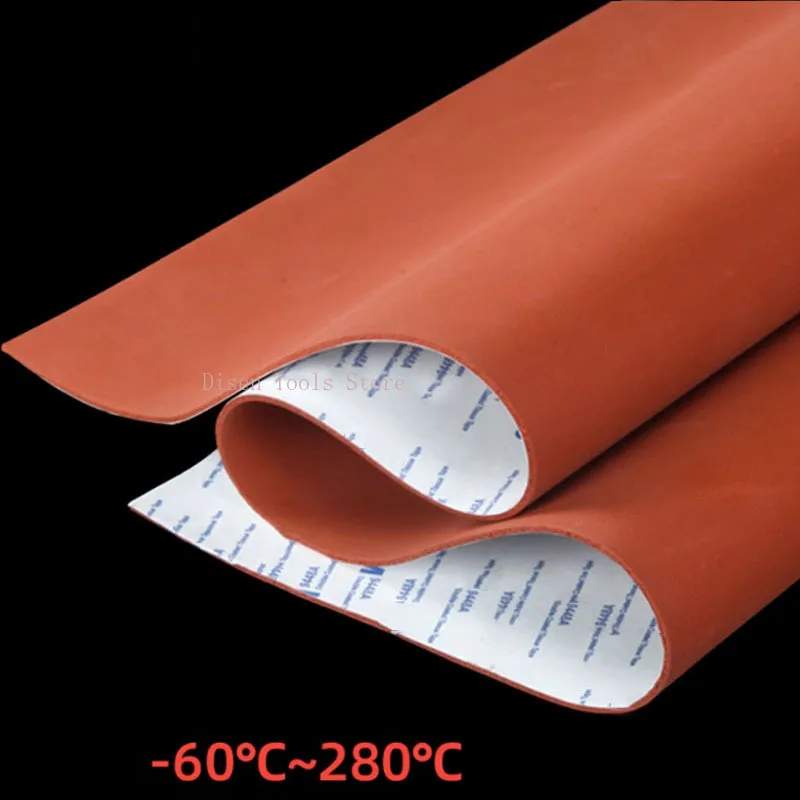 Self-adhesive Silicone Sponge Plate Thick 1/2/3/5mm Red Silica Gel Foam Sheet Board Heat Resistant