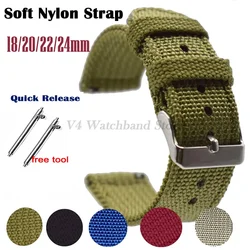 Nylon Watchband for Rolex Watch Strap 18mm 20mm 22mm 24mm  Woven Soft  Quick Release Bracelet with Black Rose Gold Buckle