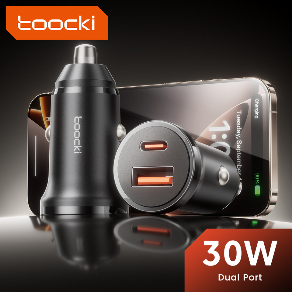 Toocki 30W USB C+A Car Charger Fast Charging Type C Car Charger Super Charge Cars USB Charger For iPhone 16 Samsung S24 Xiaomi