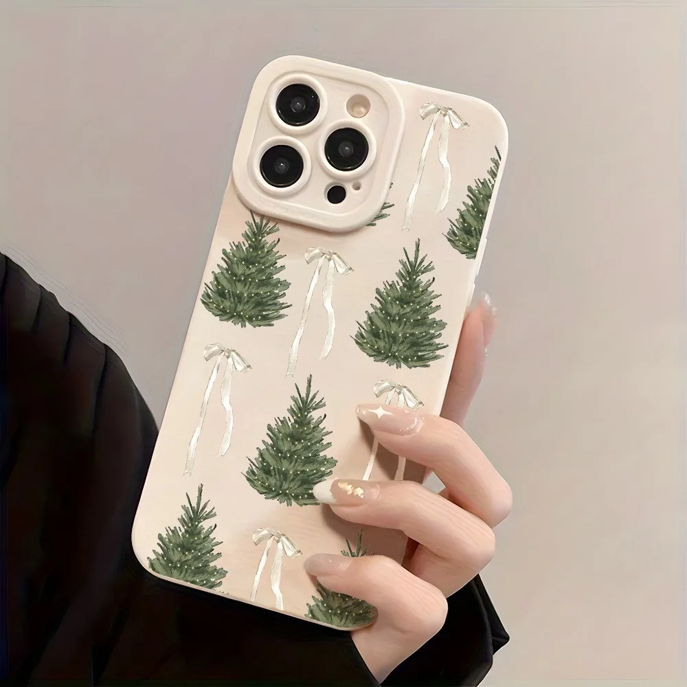 Christmas Tree Bow Design Phone Case For iPhone 17 Pro Max 16 15 14 13 12 11 XS X XR 7 8 Plus 16E 17 Air Shockproof Bumper Cover