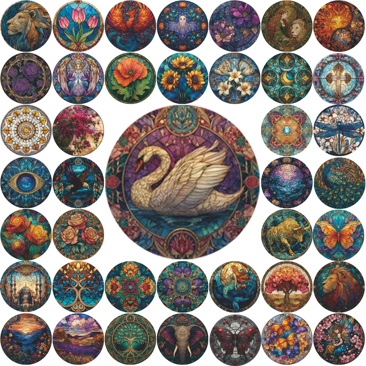 10/50PCS Glass Ball Animal Graffiti Stickers PET Sticky Aesthetic Sticker for Phone Computer Notebook Stationery DIY Toys Secret