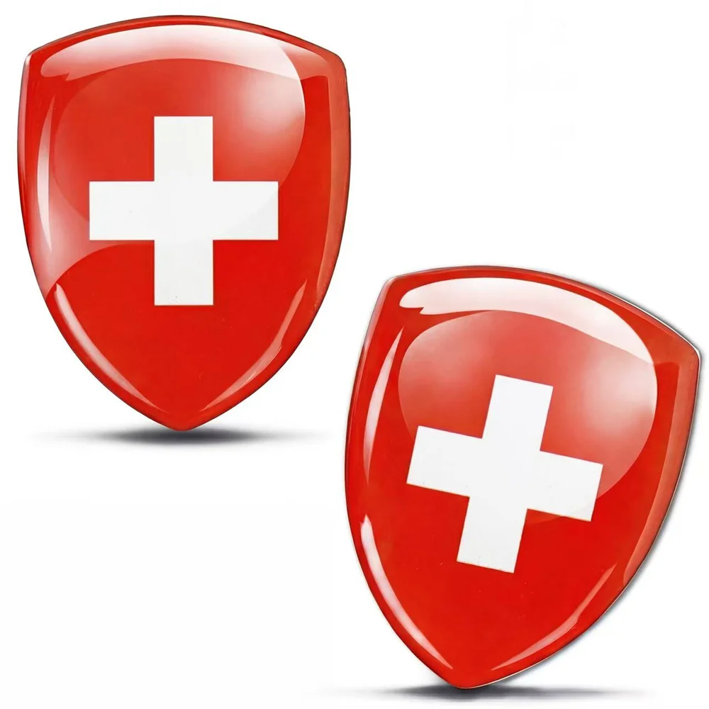 Adesivos de Silicone 3D em Forma de Cúpula para Carro, Moto, Capacete, Celular, Tablet, Mala, Bandeira Nacional da Suíça