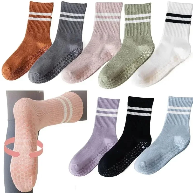 1/3pairs Cotton Yoga Socks Mid-Tube Bottom Professional Fitness Socks Non-Slip Stocking Silicone Dance Pilates Socks Sports