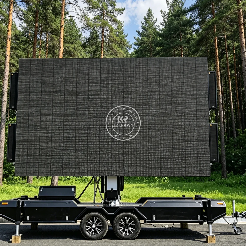 Mobile LED Display Advertising Trailer With Hydraulic Lifting System Digital Billboard Screen Trailer For Outdoor Event Use