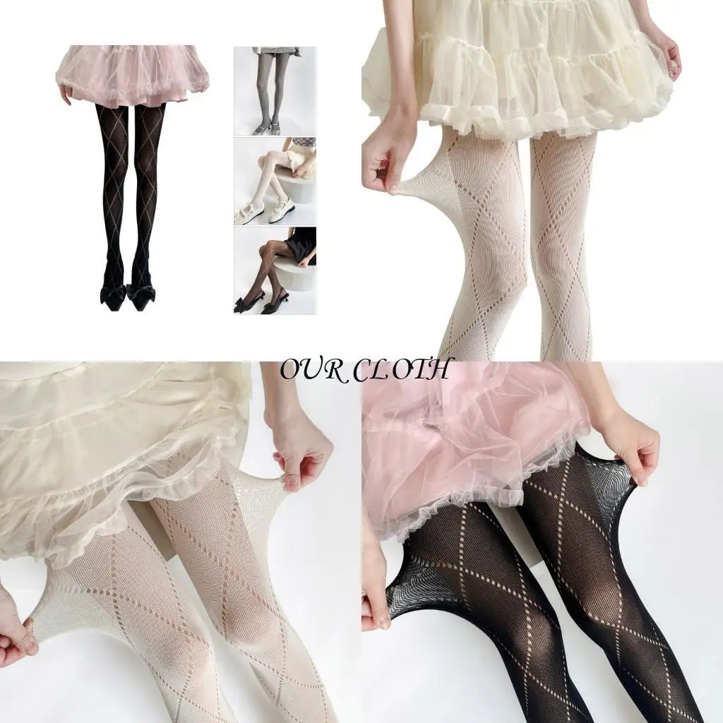 الأزياء الأنيقة Hollowout Argyle Pattern Women's Spring Wings Limgings Leggings Lepaque Bantyhose Sockings Hosiery Y1AC #1