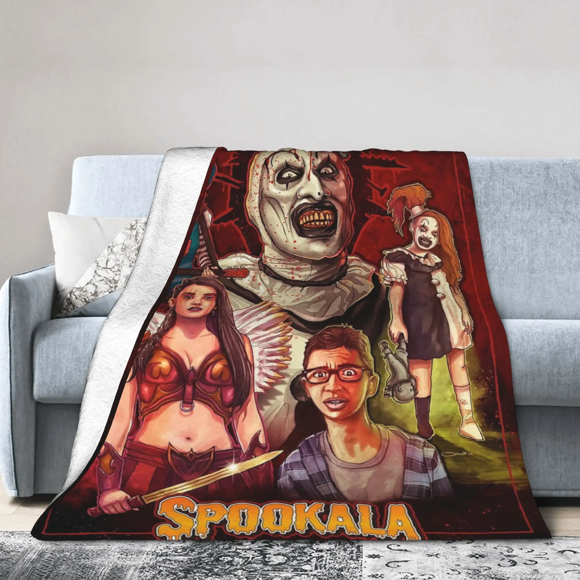 Horror Terrifier Cafe Clown Art Blanket Velvet All Season  Portable Ultra-Soft Throw Blanket for Home Car Bedspreads