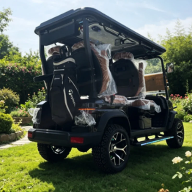 

New Model 5KW Hunting Cart Lithium Club Utility Electric Golf Cart Seats With Armrests Gear Adjustment With Bumper Off Road Tire