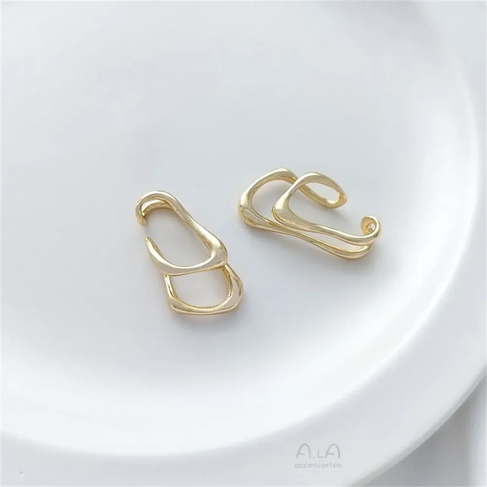 

Copper-clad 14K Real Gold Irregular Double-layer Lava Ear Bone Clip, Light Luxury Metal, High-end Sense of No Ear Piercing E315