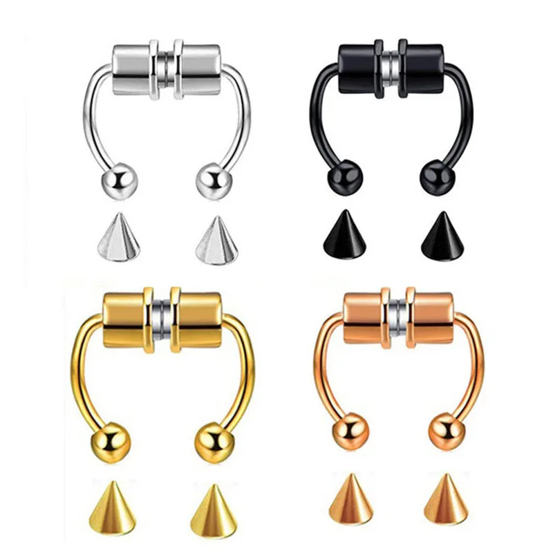 New Style Nose Ring False Septum Rings Magnetic Stainless Steel Magnet Nose Goth Fake Piercing For Women Fashion Body Jewelry