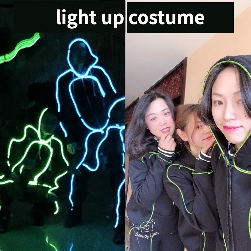 Robot LED Costume Carnival Dance Wear Tron Performance Party Rave Outfits Glow Wire Light Up Clothes Luminous Suit Adult Fantasy