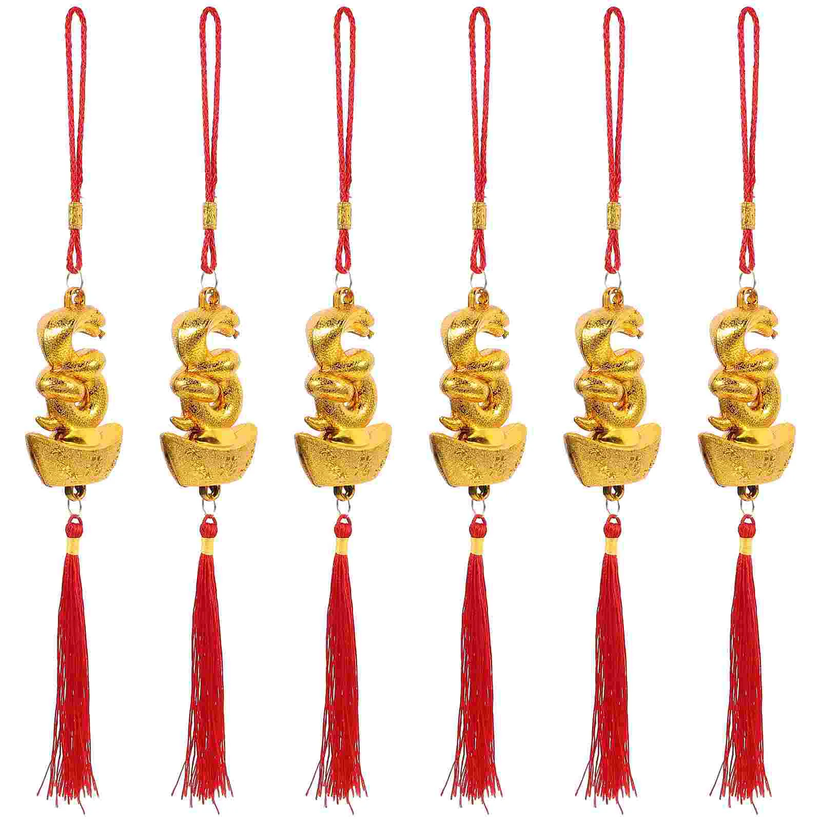 6 pçs ano da cobra pingente decorativo pendurado ornamentos planta decorações envelope borla novos anos de plástico