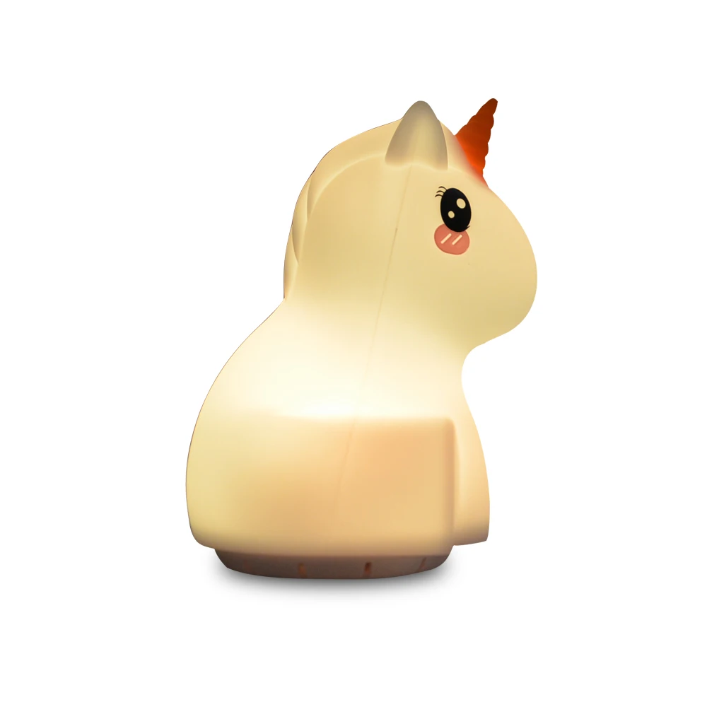 Animal Music Lamp Dog Fox Owl Unicorn Bluetooth Speaker Player Rechargeable Silicone RGB LED Night Light for Children Baby Gift