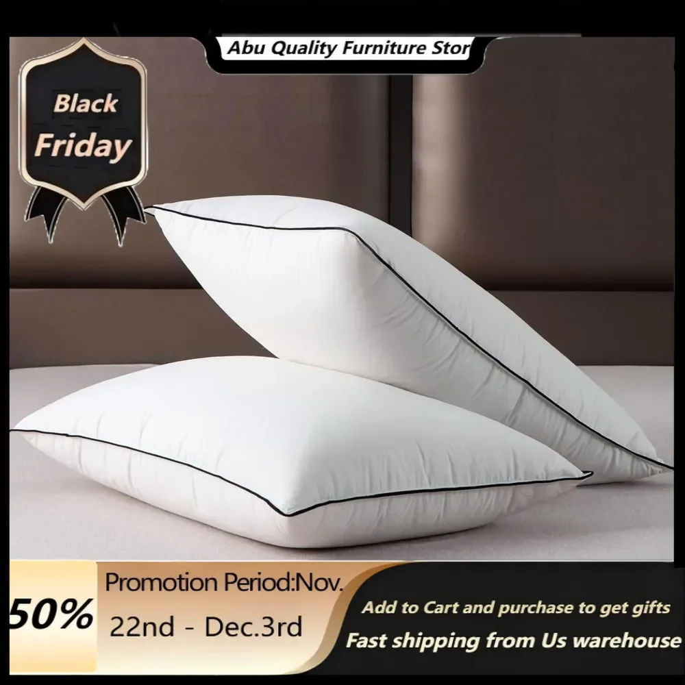 Pillow  ，White Goose Down Pillows Standard Size - 750+ Fill Power - 500 Thread Count 100% Cotton Shell - Soft And Su