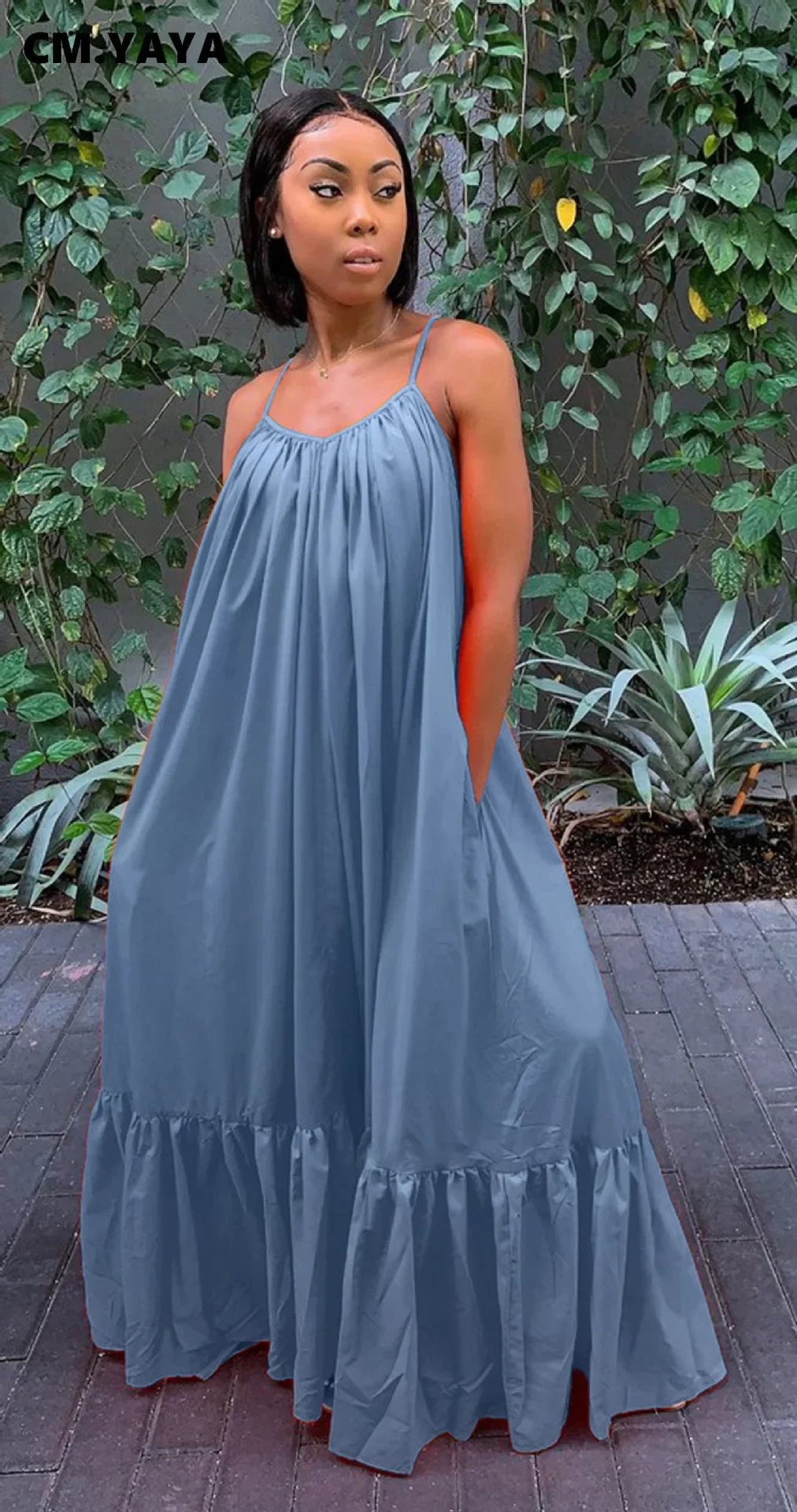CMYAYA Women Summer Long Maxi Dress Sexy Sleeveless Strap Loose Beach Party  Night Club Bandage Female S-5XL Dresses Vestido - AliExpress 200000345