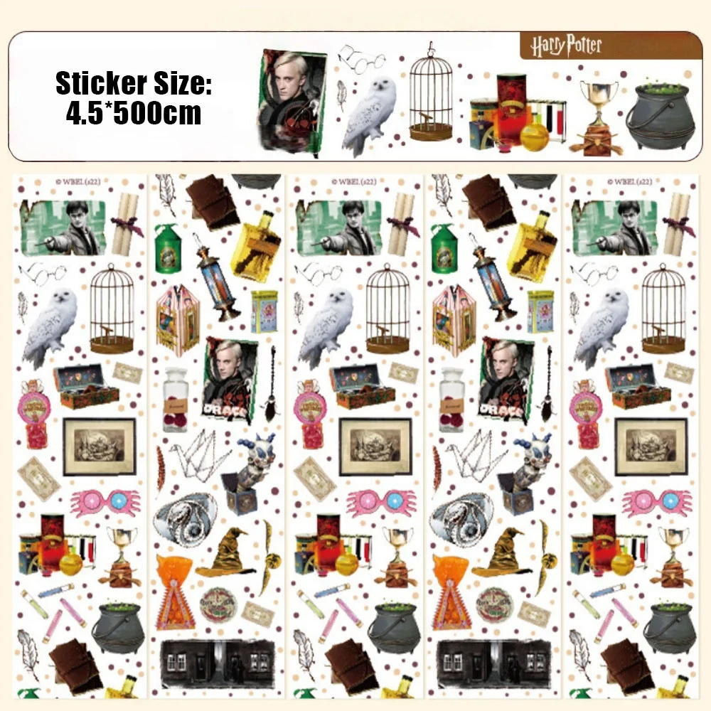Cinta adhesiva auténtica de Harry Potter, pegatinas de la serie Hogwarts de dibujos animados, juguetes para botellas de agua, guitarras, planificadores, calcomanía decorativa, regalo para niña