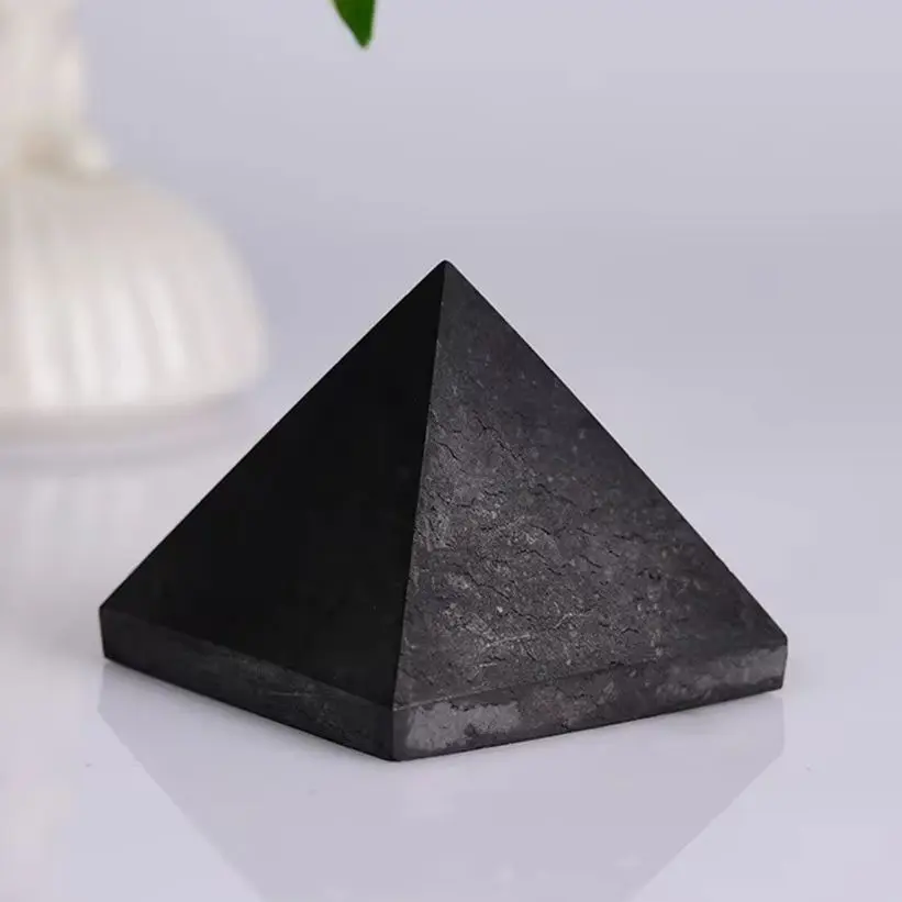 Natural Shungite Crystals Pyramid Tower Healing Reiki Protection Energy Balancing Meditation Root Chakra Purification Stone