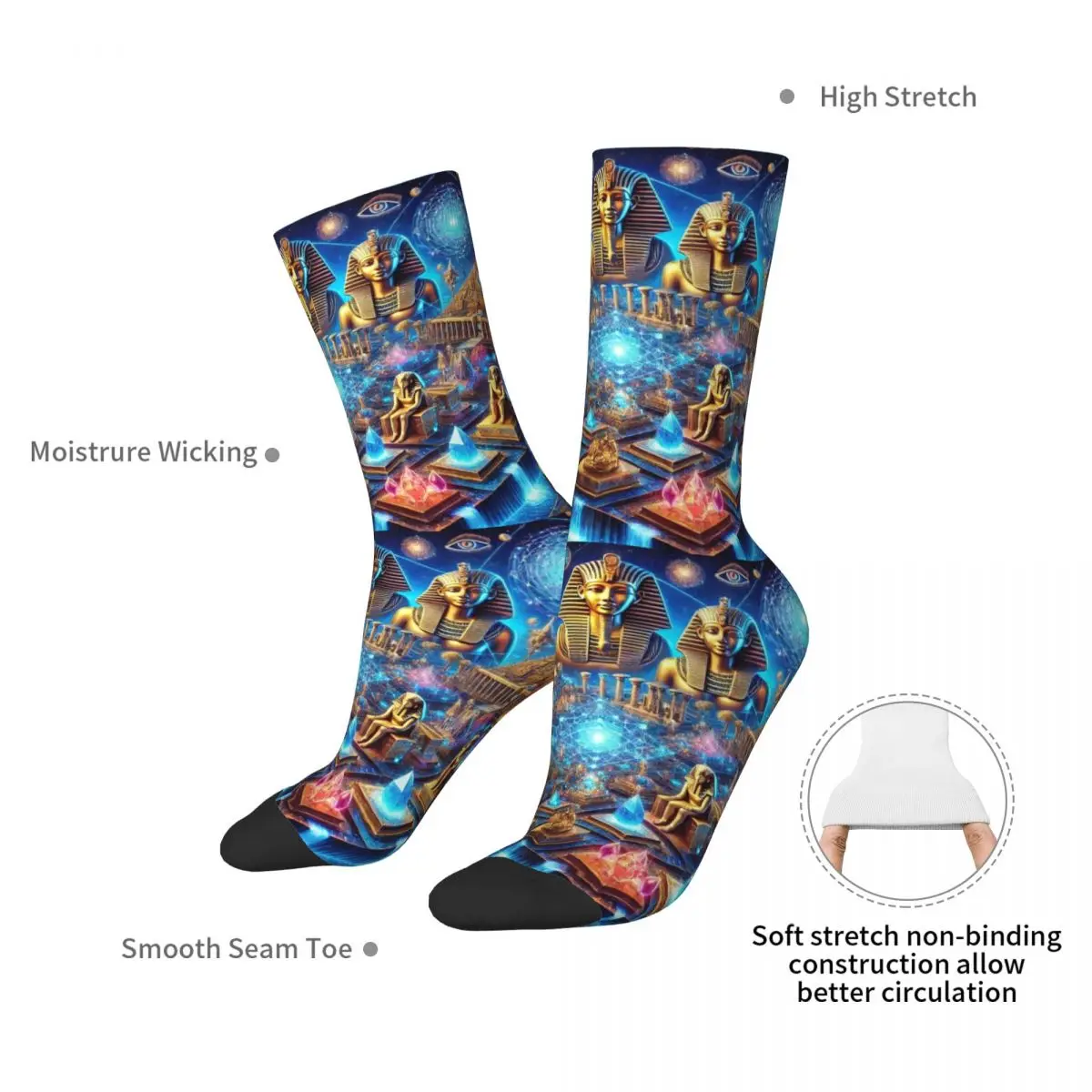 Divine Egypt The Futuristic Dream Reality Socks Harajuku Super Soft Stockings All Season Long Socks for Unisex Birthday Present