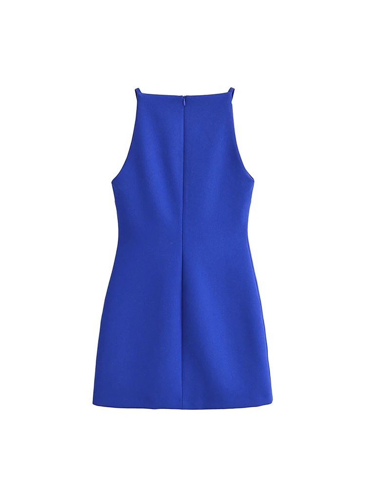 Sleeveless short dress for girls, casual dress, sleeveless, high waist, with zipper, solid color, for summer