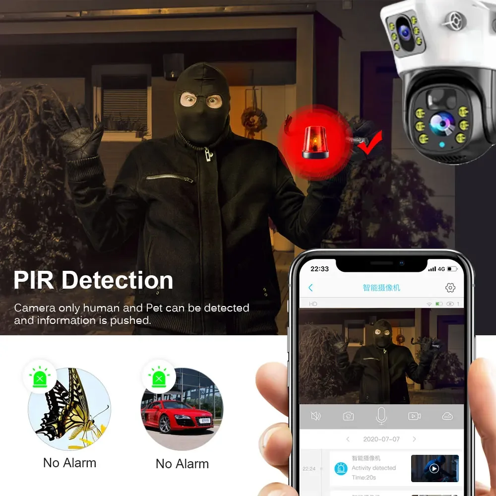 Imagem -05 - Câmera de Vigilância sem Fio Solar Cctv ao ar Livre Ptz Detecção Humana Pir Visão Noturna Colorida Proteção de Segurança 4k 4g Sim